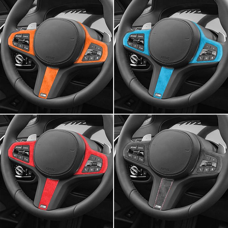BBJS7 Made of Alcantara For New BMW Series Fit for G Chassis Car Steering Wheel Trim Styling Sticker 2 Pce Car Interior Accessories