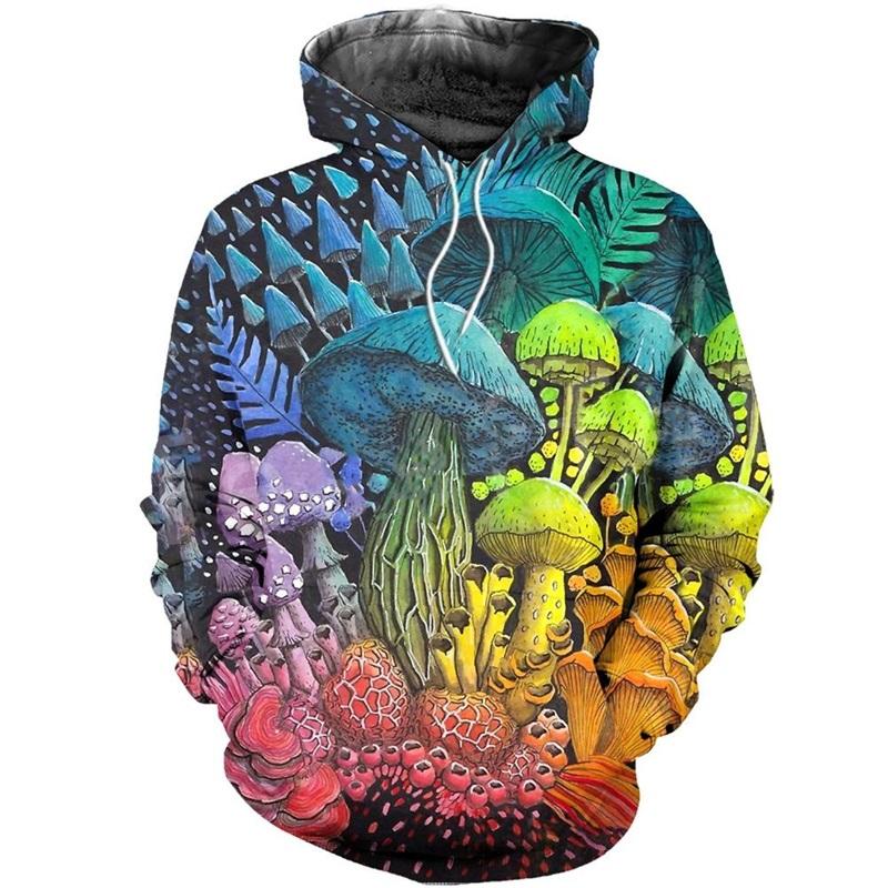 Spring And Autumn 3D Printed Mushroom Pattern Hoodie For Women's Casual Oversized Funny Sweatshirt Pullovers Hoodies Streetwear
