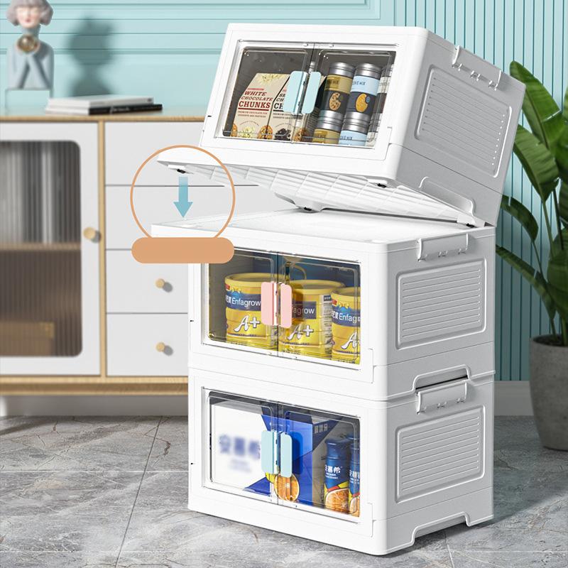 Складной ящик для хранения большой емкости, штабелируемый органайзер для мелочей, ящик для хранения игрушек в спальне, сортировочная коробка для мелочей для дома с прозрачными окнами