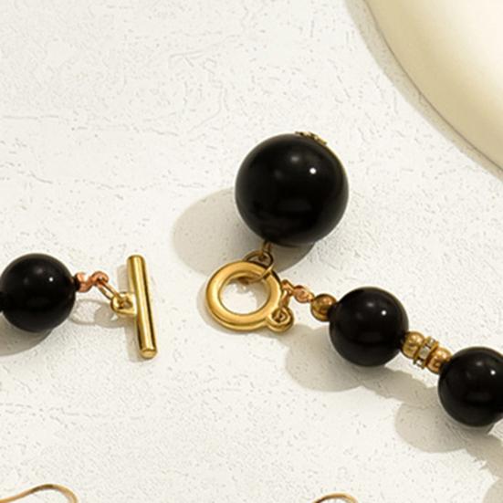 1Set Women Jewelry Set Faux Pearl Earrings Necklace Bracelet Contrast Color Rhinestone Decor Polished Prom Party Wedding Party Bride Jewelry