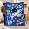 Flannel Fleece Blanket with Astro Bot Design, Soft Lightweight Throw for Bed Sofa Travel