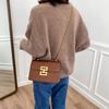 Minimalist Metal Decor Chain Single Shoulder Bag Square Elegant PU Crossbody Bag Woman's Trendy Flap Handbags Phone Purse CLE