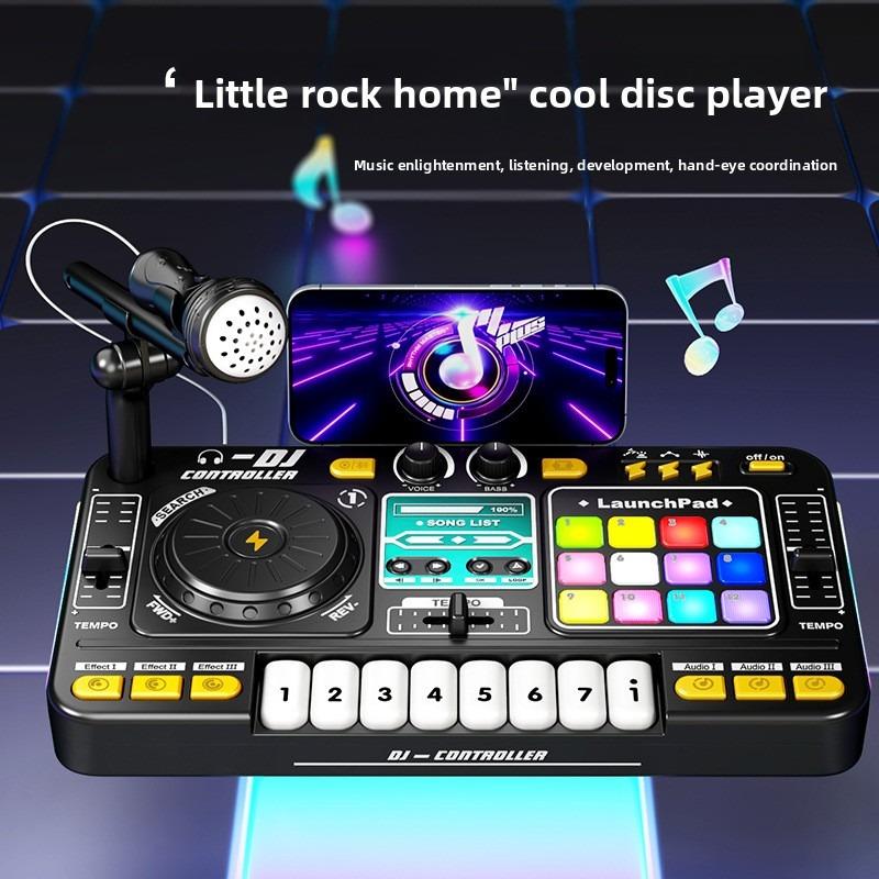 Детский музыкальный DJ-микшер с микрофоном, электронная клавиатура, Bluetooth DJ-пульт-вертушка, младший музыкальный инструмент, развивающая игрушка