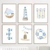 Sailboat Lighthouse Fish Nautical Nursery Wall Art Canvas Painting Nordic Posters And Prints Wall Pictures Baby Kids Room Decor