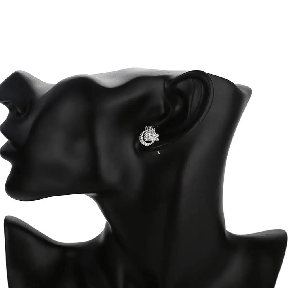 Оптовая продажа 925 стерлингового серебра ювелирные наборы круглое ожерелье серьги гвоздики для женщин мода вечеринка свадьба рождественские подарки