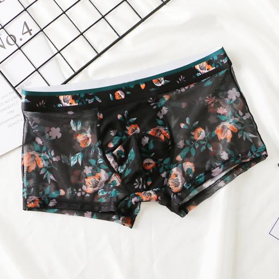 Мужские боксеры ультратонкие сетчатые с принтом средней талии быстросохнущие влагоотводящие домашние трусы больших размеров для сна