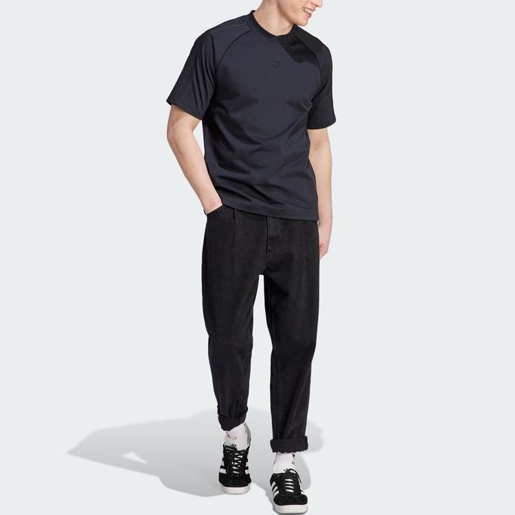 Adidas Оригинальная синяя версия Essentials Solid Logo Sports футболка с коротким рукавом мужские топы IL6155