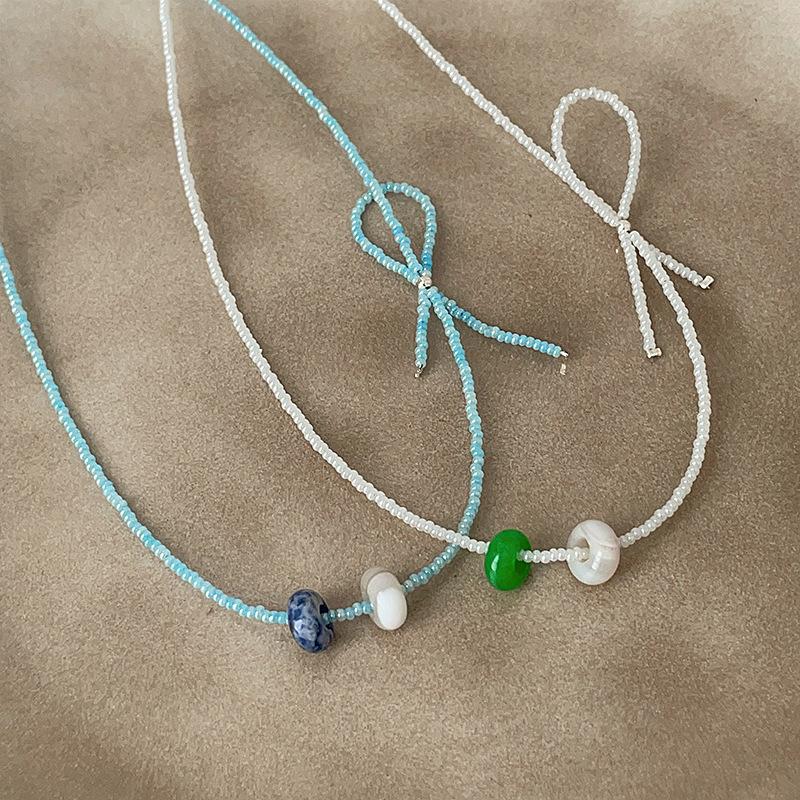 Дизайнерское ожерелье с пончиком и бусинами из миллета, женская свежая мода, темперамент, элегантная универсальная цепочка на шею, цепочка на ключицу