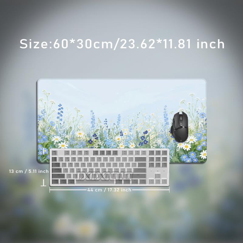 Mouse Pad Blue Wildflower Meadow Gamer printon demand Home Large New Mousepad XXL Playmat MousePads Natural Rubber Table Mat
