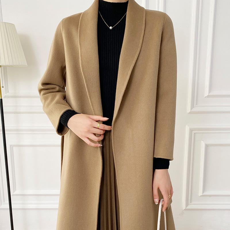 Женское пальто из 100% шерсти TIDENOVEL Осеннее шерстяное длинное пальто Ручной работы Пальто-бушлат Зимняя теплая шерстяная длинная куртка Пальто