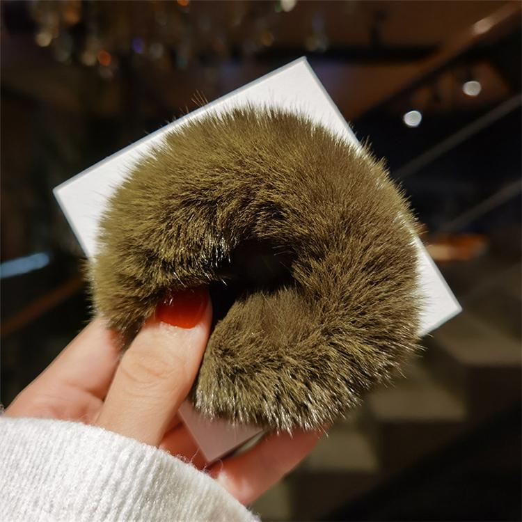 Women Hair Accessories Fluffy Scrunchie Elastic Ponytail Colorful Pom Pom Hair Ties Faux Fur Hair Scrunchies