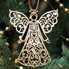 Wooden Angel Christmas Ornaments Rustic Angel Hanging Ornament with Hollow Design for Winter Xmas