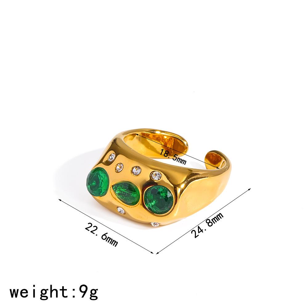 Stainless Steel Adjustable Ring for Women Colorful Crystals 18K Gold Color Rings Luxury Jewelry High-Quality Fashion Accessies