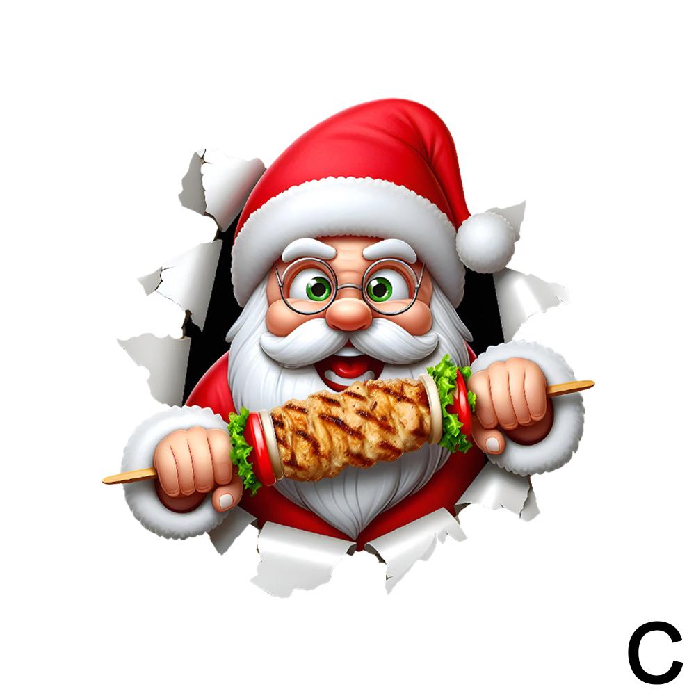 Рождественские наклейки на автомобиль Санта-Клауса и снеговика, водонепроницаемые виниловые наклейки на заднее лобовое стекло автомобиля, украшения для окон и кузова