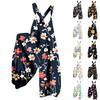 Women's Romper Floral Print Casual Loose Cotton Linen Overalls