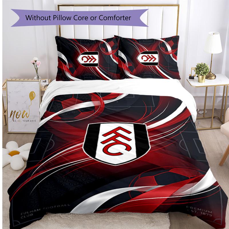 Fulham Football Printed 3 Pieces Bedding Set, Comfortable Skin Friendly Bedroom Duvet Cover Set