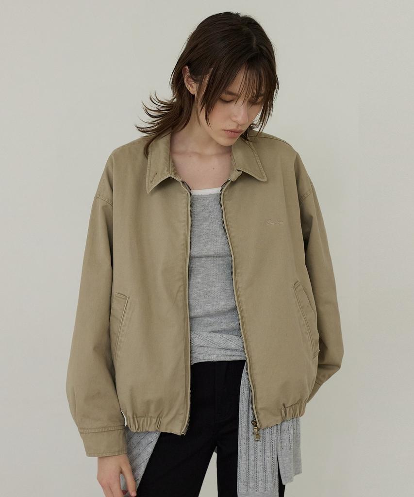 CITYBREEZE Stand Collar Cotton Blouson Jumper_Beige