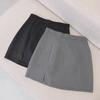 Women's Summer 2024 Slim Gray A-Line Skirt: High-Waisted Slit, Workwear Style, Knee-Length