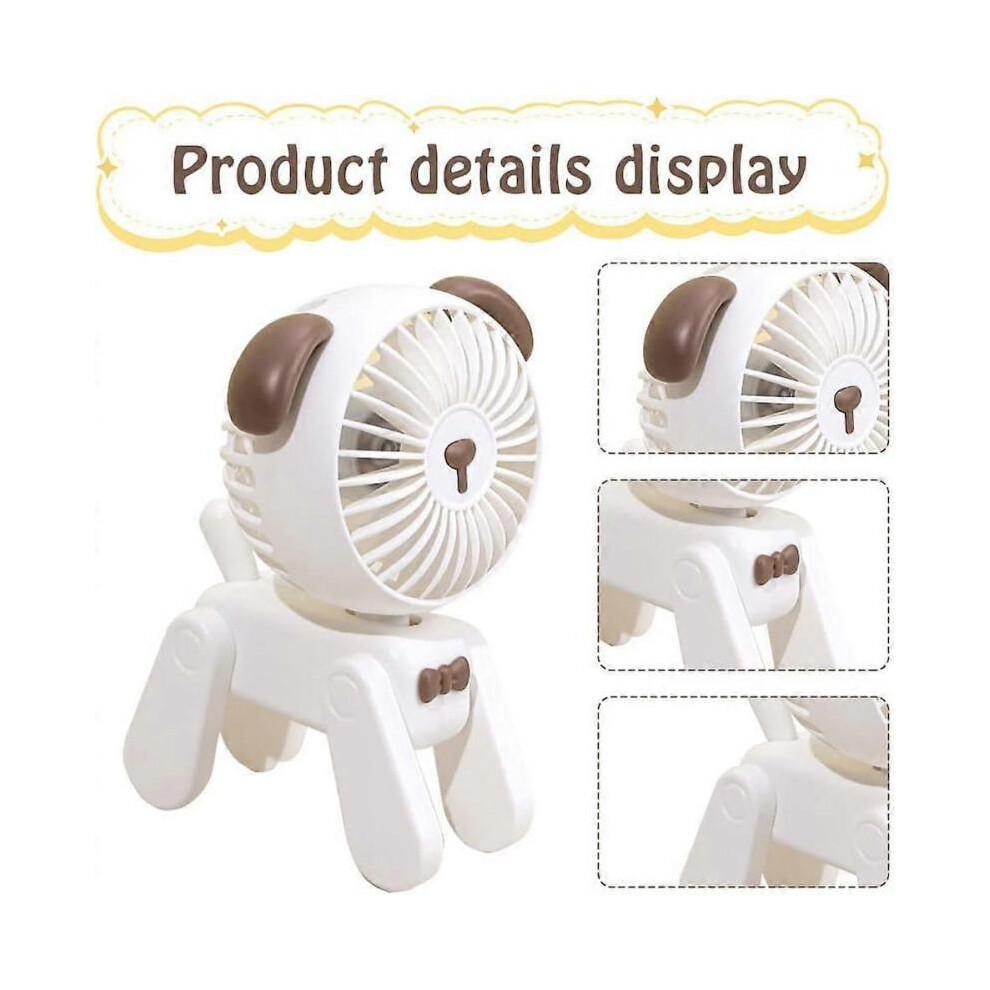 Portable Handheld Fan, Mini Dog USB Fan, Rechargeable Fan with 3 Speeds, Adjustable Wind Power, Small Electric Fan