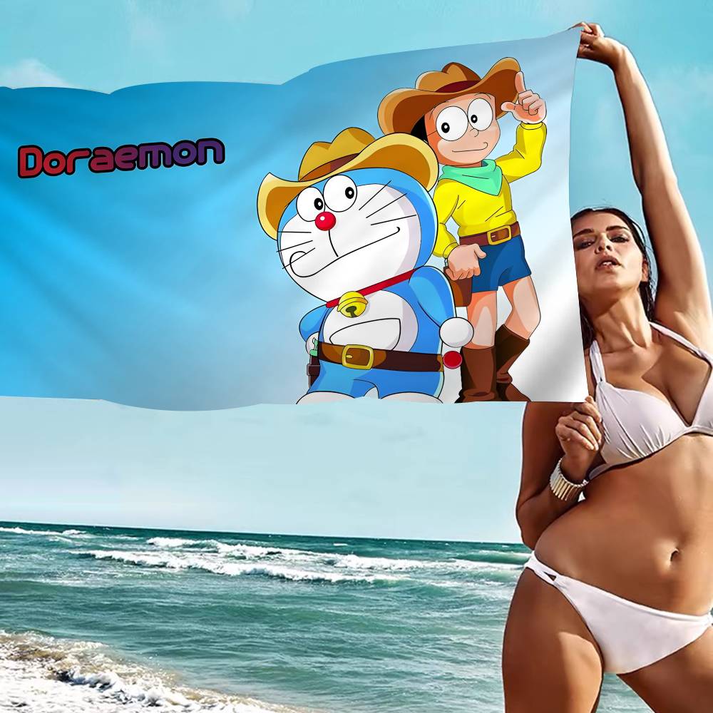 Cartoon D-Doraemon Microfiber Blanket Quick Drying Beach Towels Oversized Printing Super Absorbent Pool Towel Blanket
