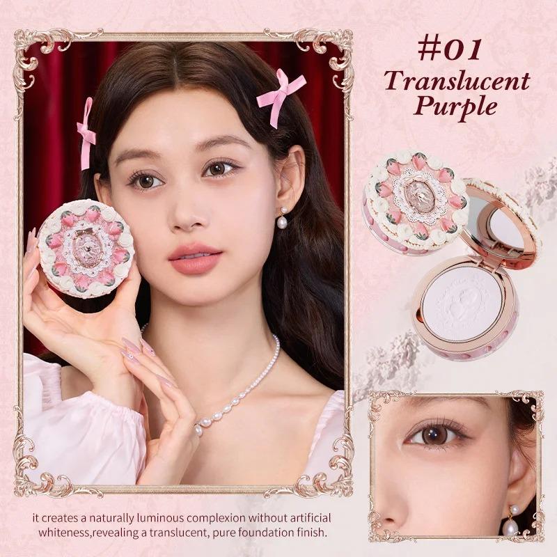 Flowers Knows Коллекция драгоценностей Shell Пудра для запекания Компактная пудра Прозрачная Матовая Макияж Пудра для лица Натуральный бронзовый блеск
