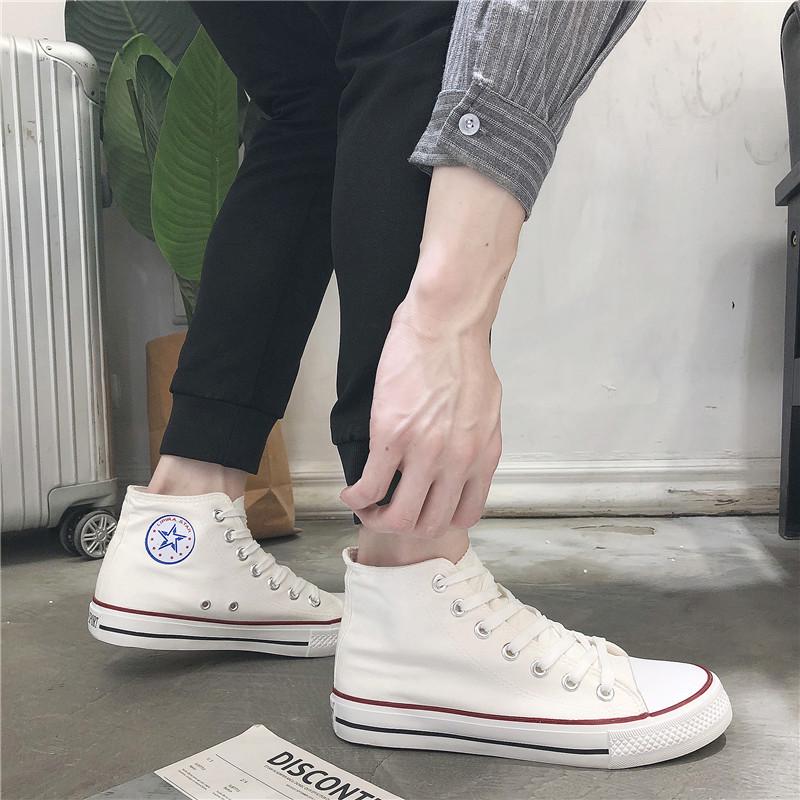 Туфли унисекс Douchuan с высоким берцем из парусины: Модные кроссовки в корейском стиле для студентов