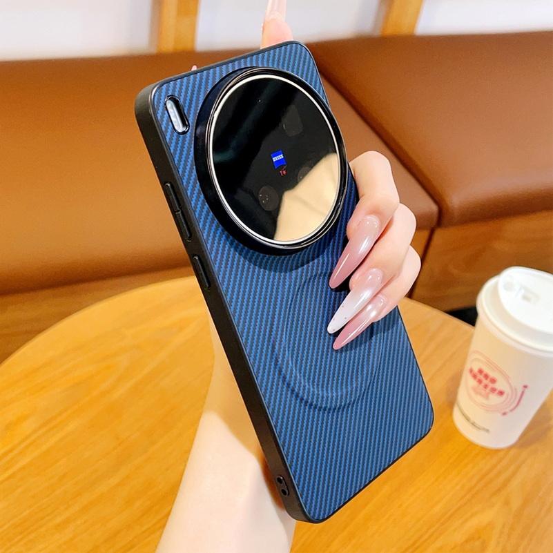Luxury Business Carbon Fiber Leather Phone Case For VIVO X300 Ultra X300s Enhanced Drop Resistance For MagSafe Magnetic Cover