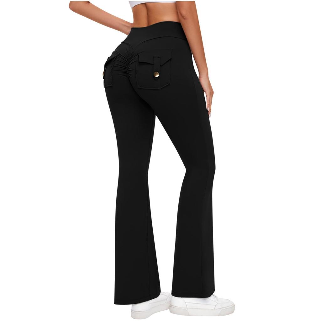 Женские однотонные повседневные брюки с высокой талией и карманами