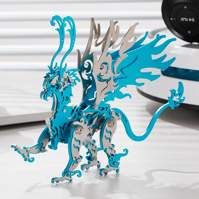 Божественный Зверь DIY Металлическая Сборка Модели Животных Наборы 3D Пазлы Механическая Игрушка Древние Китайские Звери Модель Игрушка Набор P516