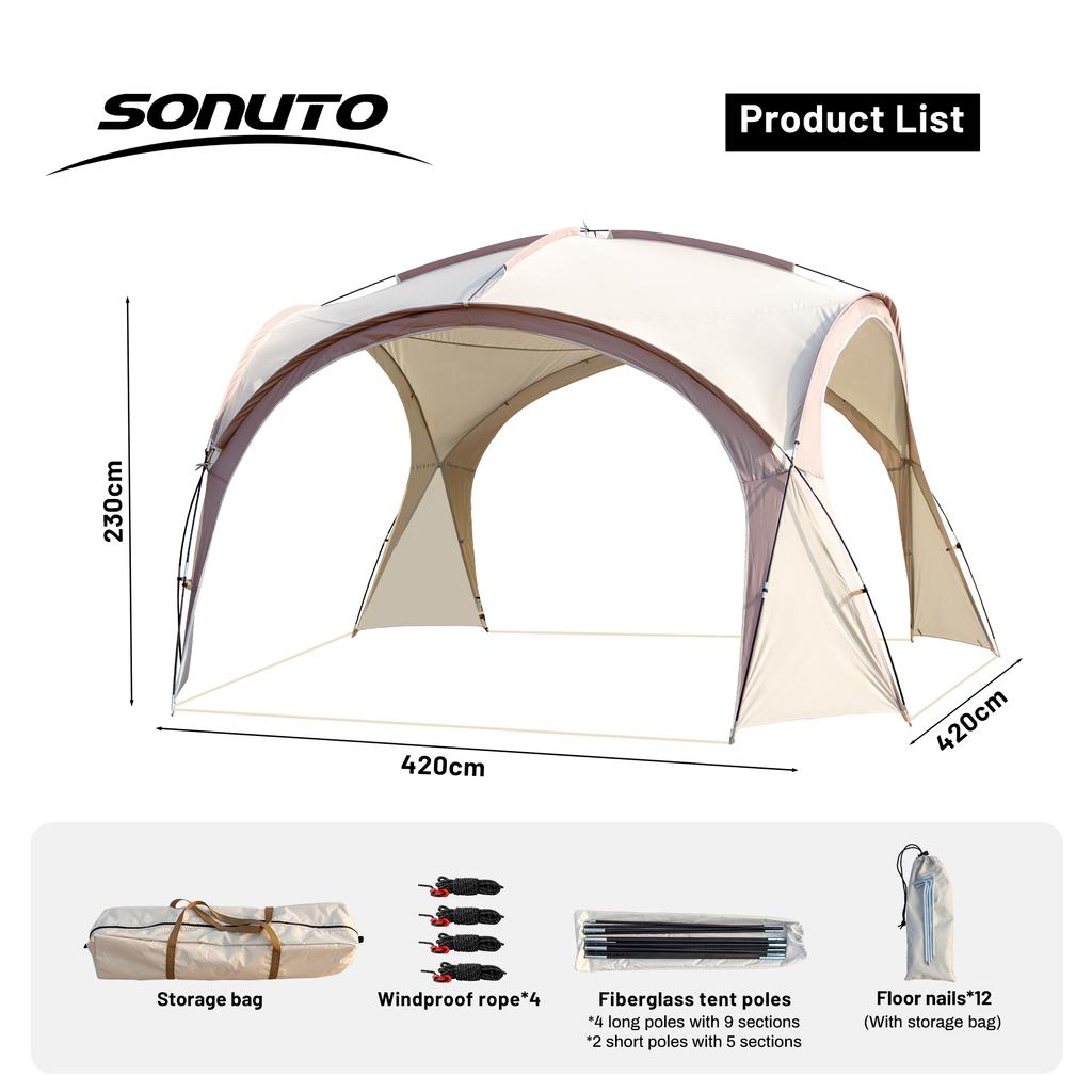 Sonuto Dome Canopy Large Tent Outdoor Extra Large Camping Awing Away Outdoor Sun Protection Hiking Rainproof Pavilion Anti-Mosquito