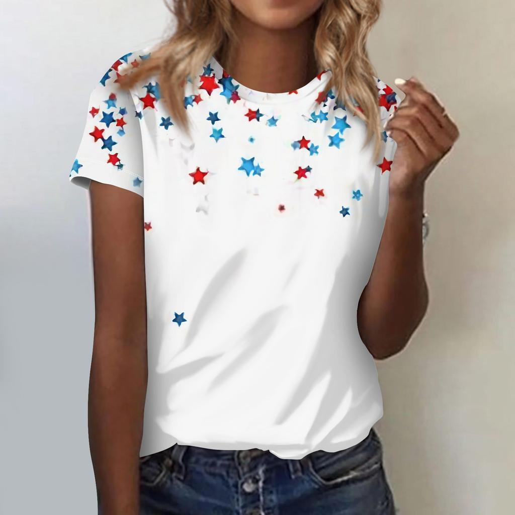 Women's Casual Independence Day Print Short Sleeve Top