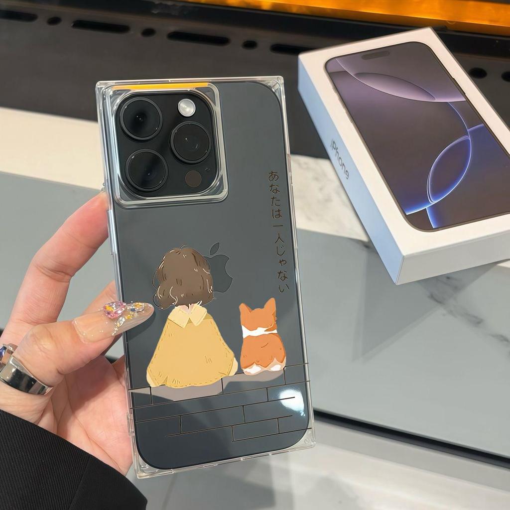 Прозрачный чехол с квадратной защитой задней панели для iPhone 14 Pro Max 16 ProMax 13 15 Plus 11 12, защита от окисления, чехол с рисунком спин людей и животных