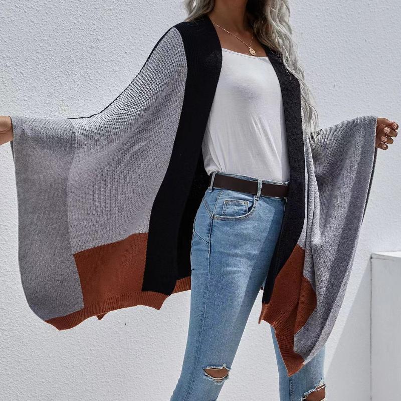 IHUASU Осенне-зимний женский клетчатый большой размер свободный вязаный кардиган куртка джемпер женский