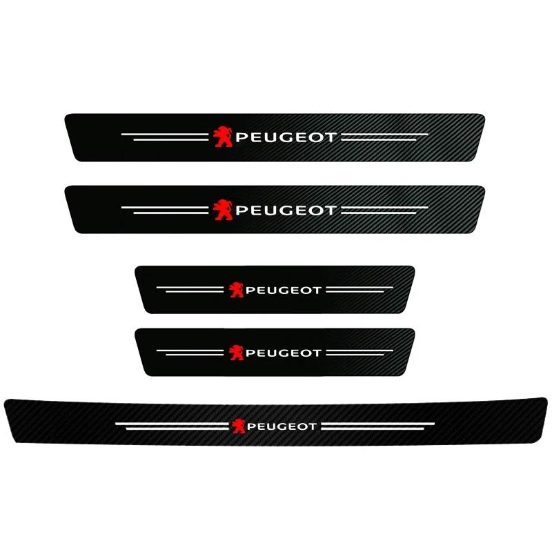 Carbon Fiber Car Logo Threshold strip Auto Door Sill Pedal Sticker For Peugeot GT 308 408 508 2008 206 207 307 RCZ 208 4008 3008