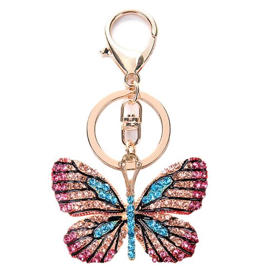 Женский стильный многоцветный брелок со стразами в форме бабочки, брелок для ключей, украшение для сумки