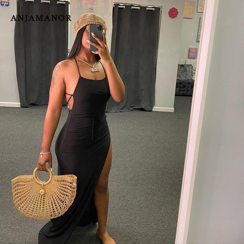 Асимметричные платья макси с высоким разрезом и открытой спиной, сексуальные клубные наряды для женщин, отпускная пляжная одежда