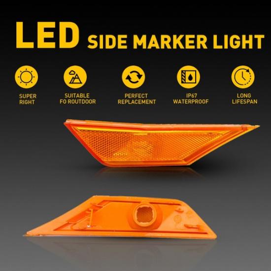 2PCS Side Marker Lights Signal Turn Lamps WLED Bulbs For Honda Civic 2016-