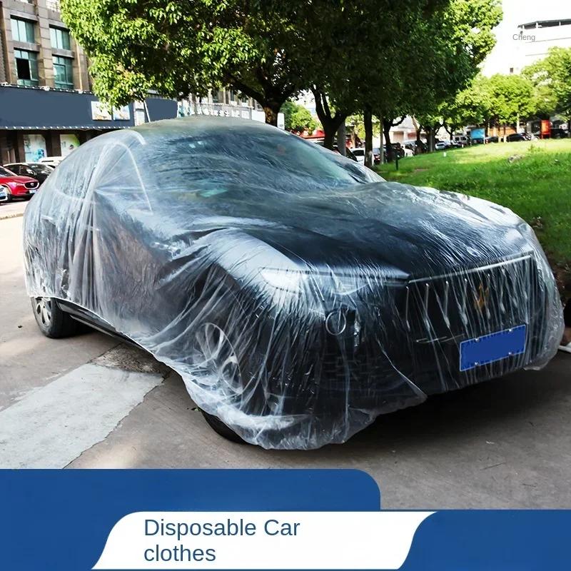 Car Cover Indoor Dustproof PEVA Disposable Car Cover Transparent Soft Scratch-Free Auto Exterior Protector Universal