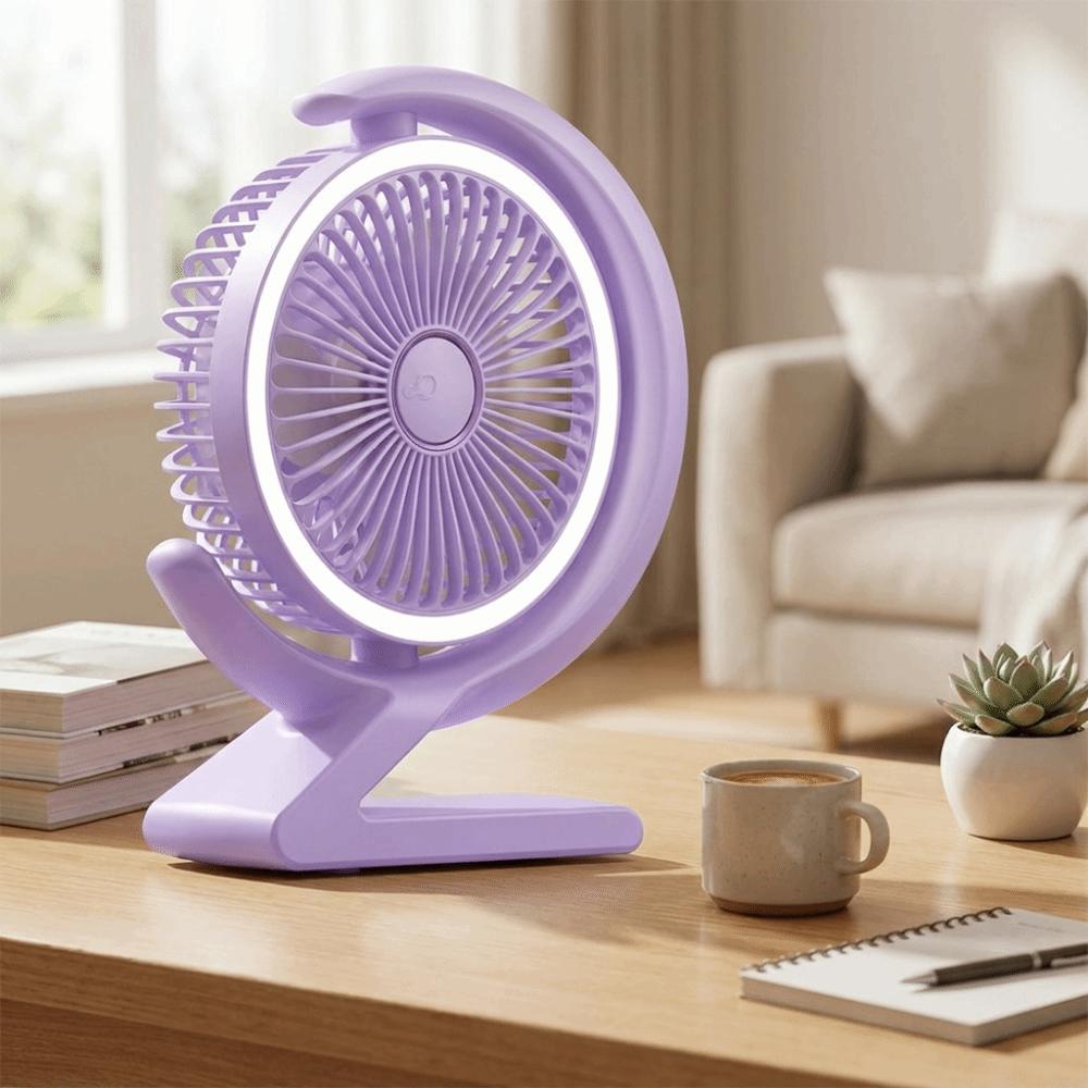 Crescent Shape Personal Air Circulator LED Light Table Cooling Fan Portable Fan  Home Office