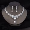 2024 New Crystal Bride Jewelry Sets for Women Luxury Choker Necklace Earrings Prom Wedding Dress Bridal Necklace Sets Fashion