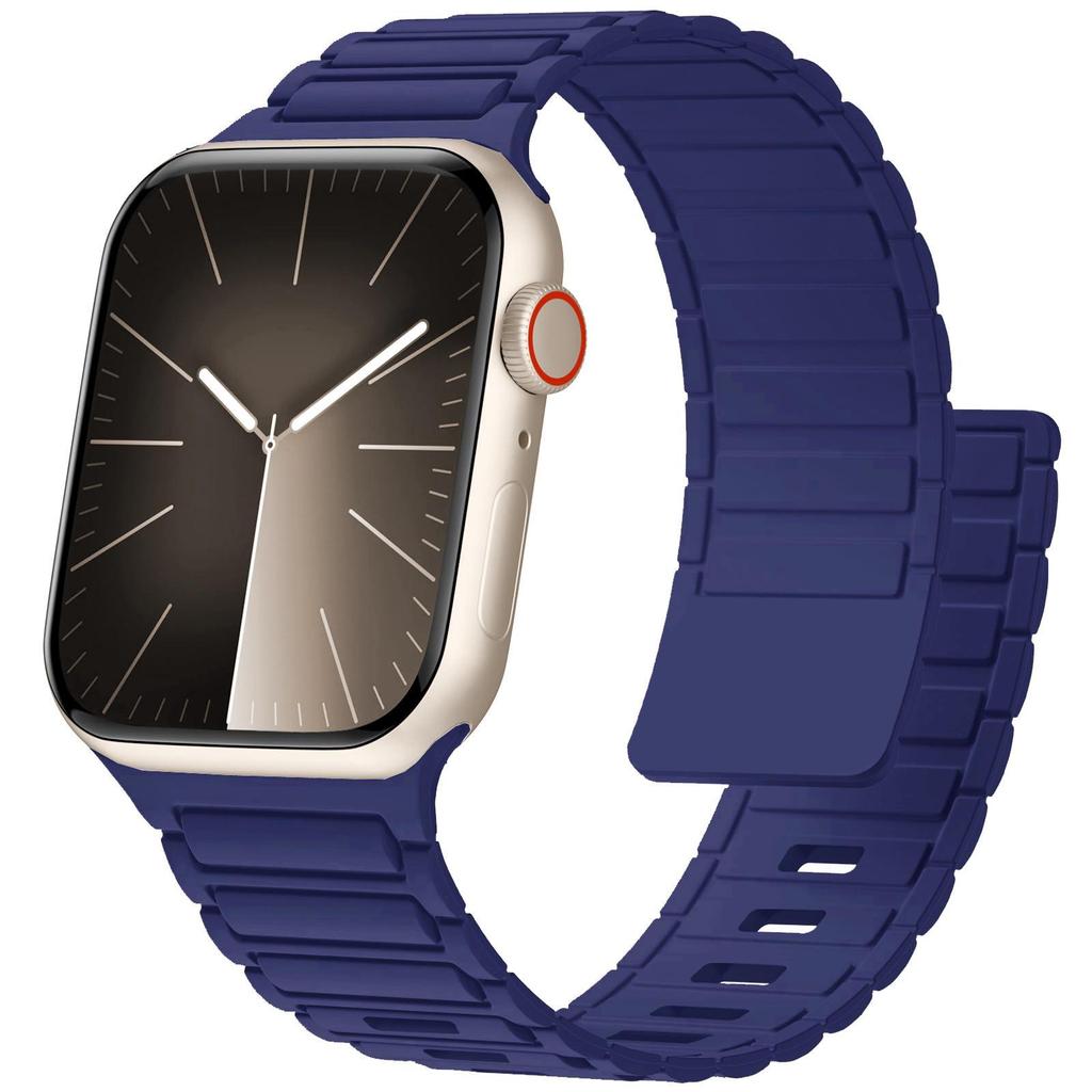 Прочный Магнитный Силиконовый Ремешок для Apple iWatch S11 - Ультранадежная Трехзвенная Пряжка