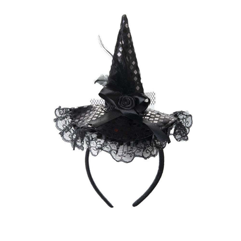 Lace Halloween Party Hair Band Headband Halloween Witch Hat Hair Hoop Cute   Lady