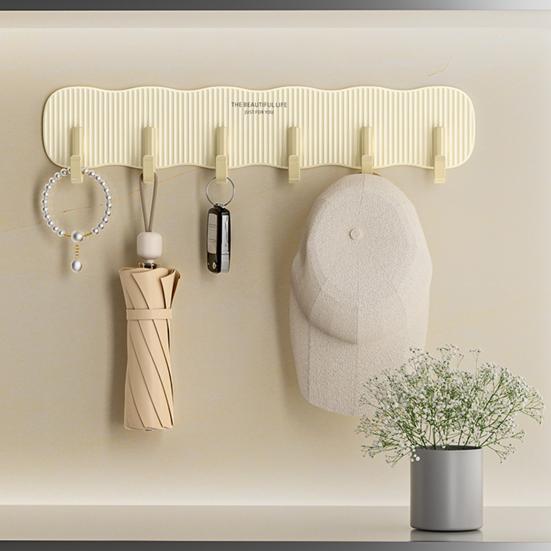 Настенный крючок без ударов, большая несущая способность, противоскользящие 6 крючков, водонепроницаемая вешалка для кухонных полотенец для ванной комнаты, шляпа, сумка на плечо, настенный органайзер