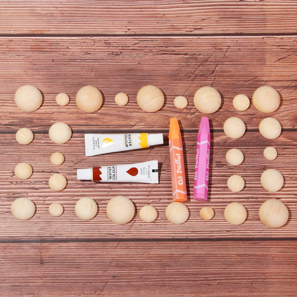 Graffiti Unfinished Accessories Jewelry Making Split Round Balls Half Wooden Beads Half-faced Wood