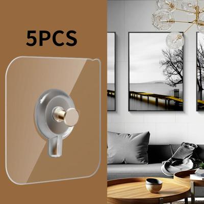 Новый 5 шт., прочный клейкий крючок для ногтей из ПВХ, настенный плакат, декоративные картины, бесшовные водонепроницаемые прочные прозрачные крючки для кухни и ванной комнаты, вешалка