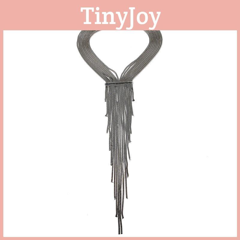 Геометрическое колье-цепочка с кисточками из страз для модных энтузиастов