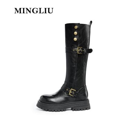 Ретро рыцарские сапоги женские зимние новые универсальные тонкие сапоги сапоги женские увеличивающие рост и стройнящие сапоги