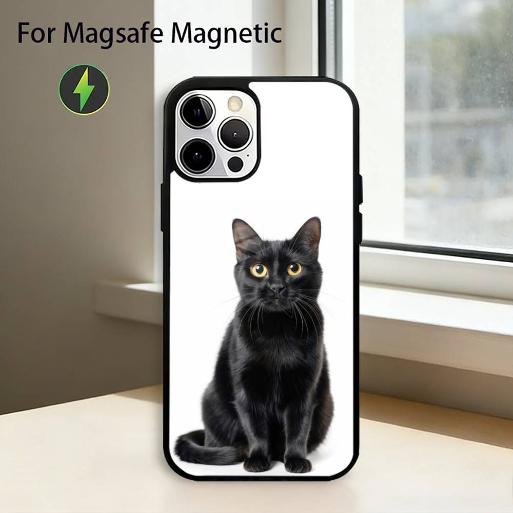 Cute Siamese Cat Phone Case For iPhone17,16,15,14,13,12,11 Plus,Pro Magnetic For Magsafe Wireless Charging
