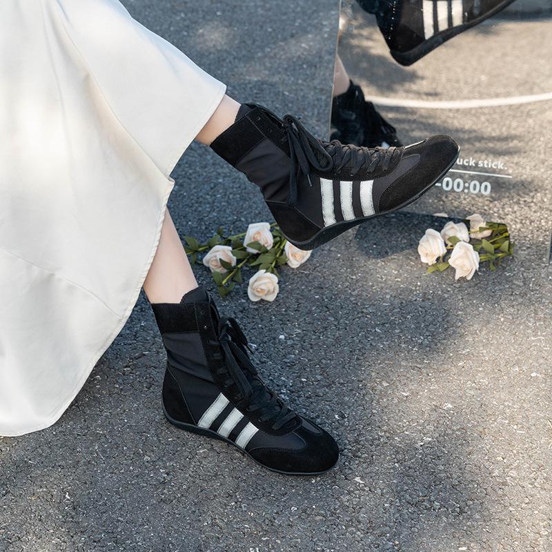 В наличии, высокие боксерские ботинки для женщин, новые спортивные дышащие сетчатые рыцарские ботинки, универсальные повседневные высокие кроссовки для немецких тренировок