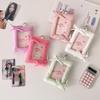 Simple Bow Card Holder Keychain Cute Portable Photocard Cover Idol Photo Card Holder Protective Cover Bag Pendant Gifts